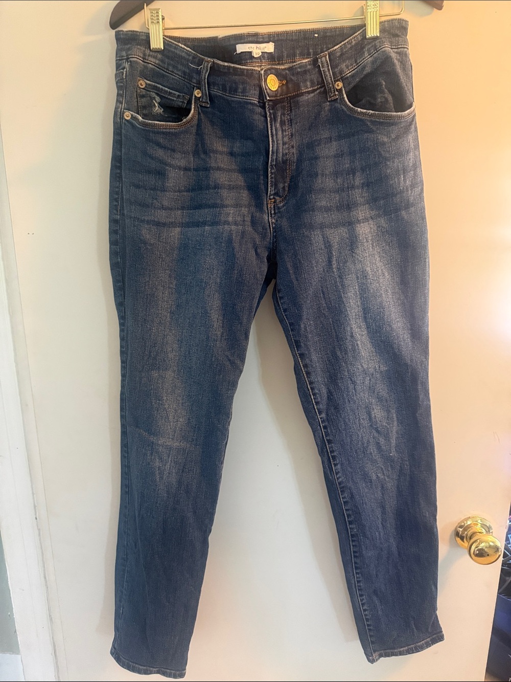 STS Blue Women’s High Rise Boyfriend Skinny Jeans in Dark Blue Wash Sz 30 EUC